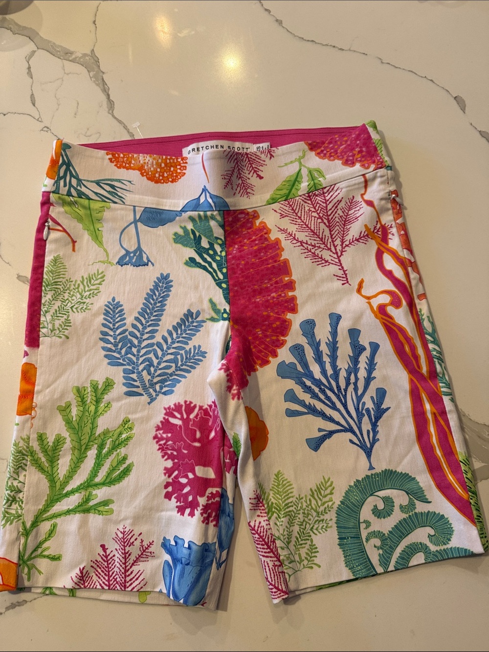 Gretchen Scott Designs White Multi Seaweed Print Bermuda Shorts XS